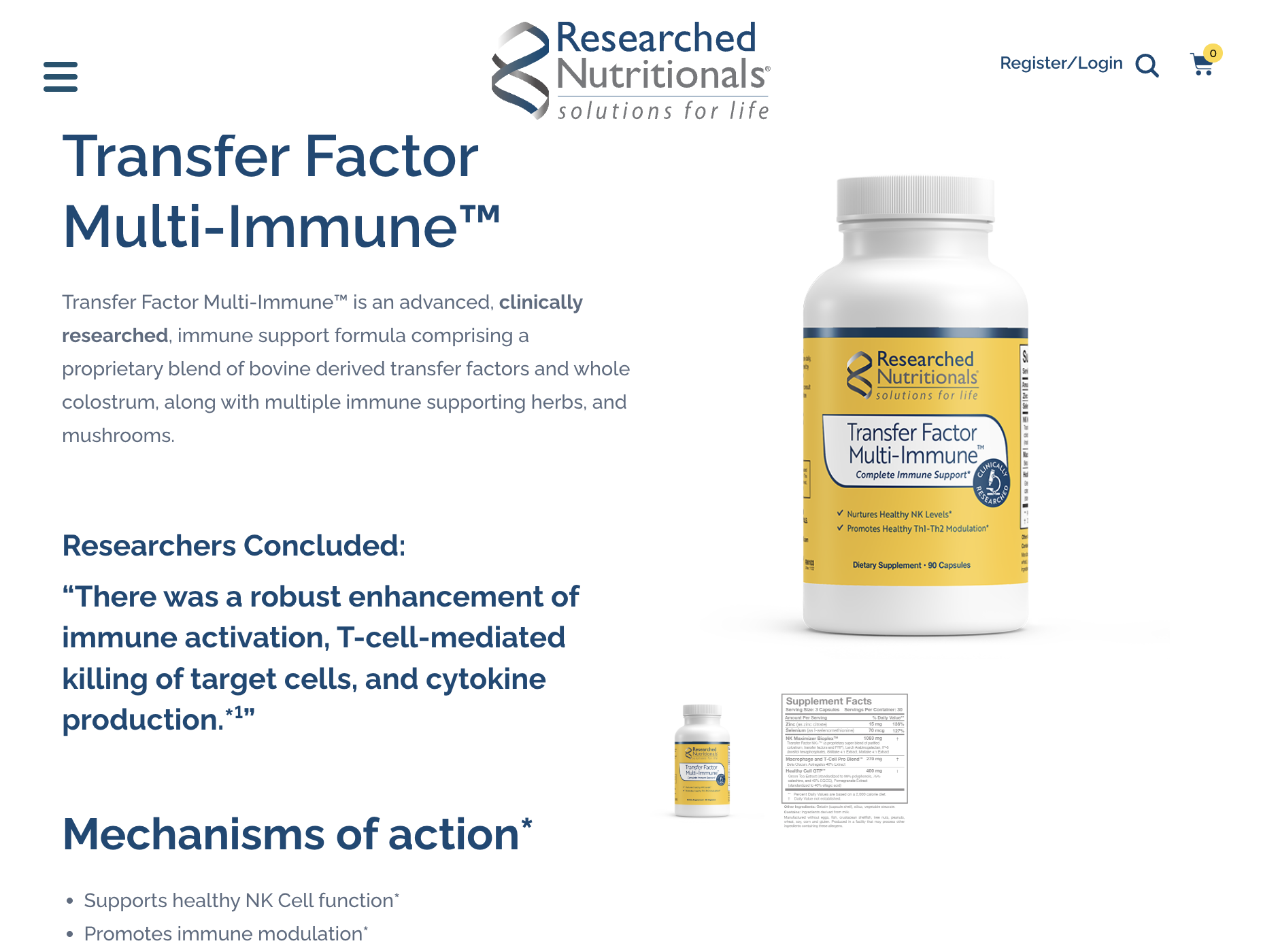 Ecommerce product page for a dietary supplement
